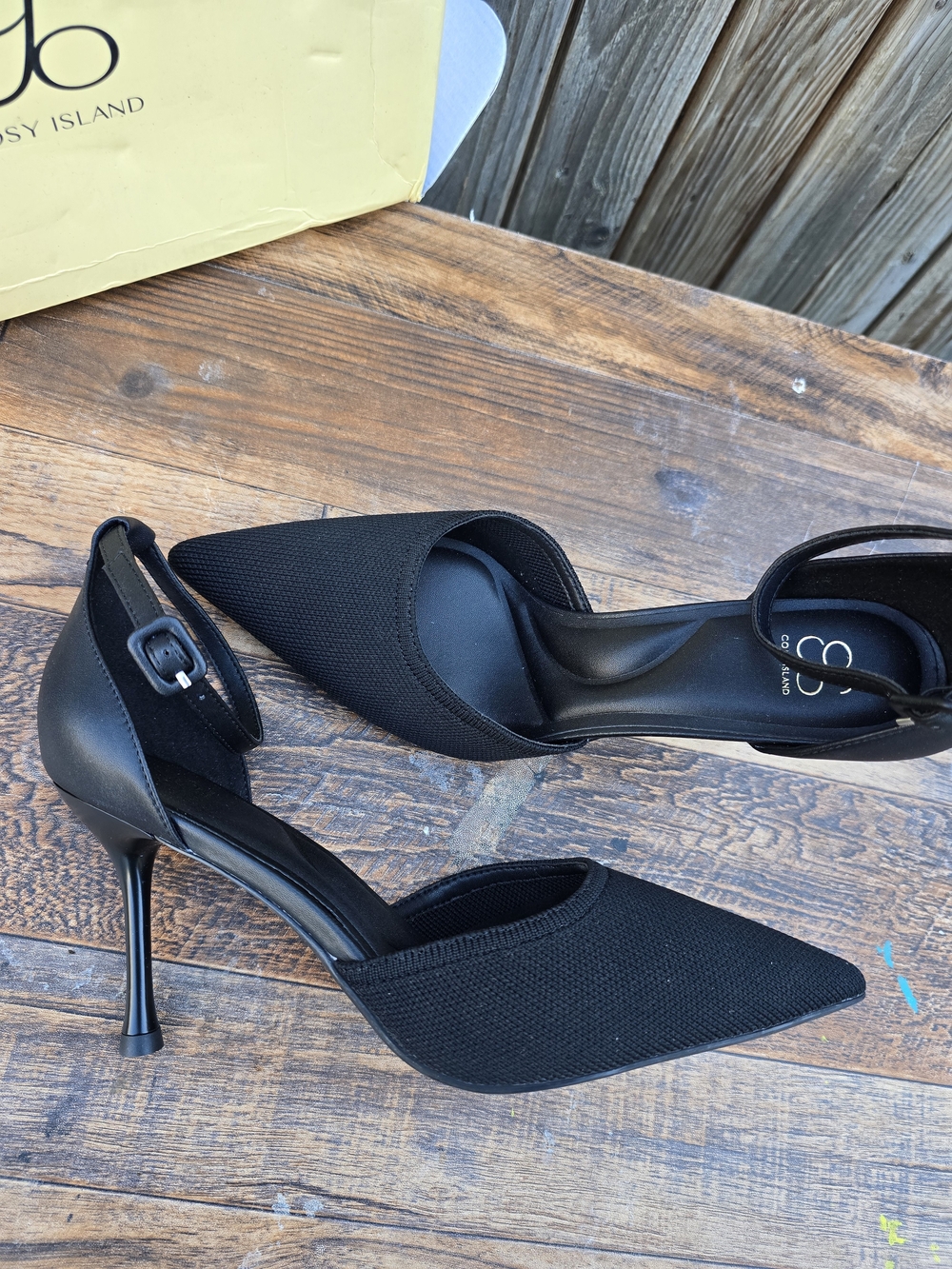 Cosy Island Black Pointed Toe Ankle Strapped Stiletto Heels Women Size 7 - Picture 14 of 16